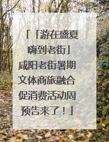 「游在盛夏 嗨到老街」咸阳老街暑期文体商旅融合促消费活动周预告来了！
