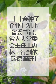 「金种子企业」湖北省委书记、省人大常委会主任王忠林一行到依瑞德调研