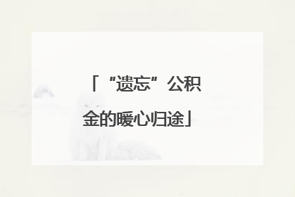 “遗忘”公积金的暖心归途