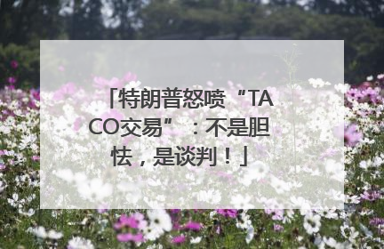 特朗普怒喷“TACO交易”：不是胆怯，是谈判！