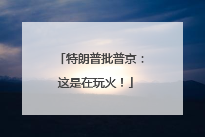 特朗普批普京：这是在玩火！