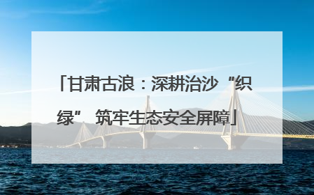 甘肃古浪：深耕治沙“织绿” 筑牢生态安全屏障
