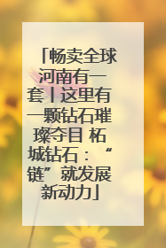 畅卖全球 河南有一套丨这里有一颗钻石璀璨夺目 柘城钻石：“链”就发展新动力