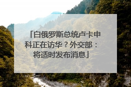 白俄罗斯总统卢卡申科正在访华？外交部：将适时发布消息