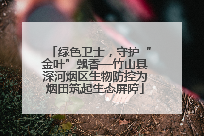 绿色卫士，守护“金叶”飘香—竹山县深河烟区生物防控为烟田筑起生态屏障