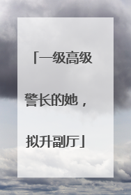 一级高级警长的她，拟升副厅