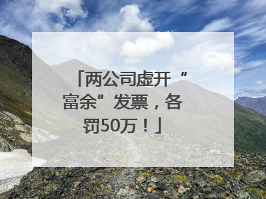 两公司虚开“富余”发票，各罚50万！