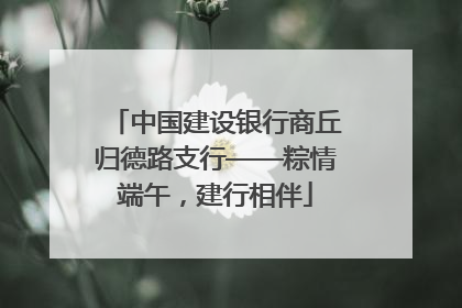 中国建设银行商丘归德路支行——粽情端午，建行相伴