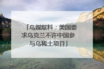 乌媒爆料：美国要求乌克兰不许中国参与乌稀土项目