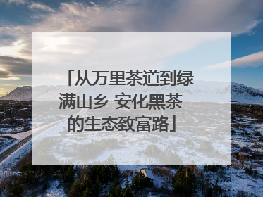 从万里茶道到绿满山乡 安化黑茶的生态致富路
