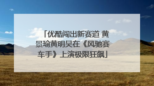 优酷闯出新赛道 黄景瑜黄明昊在《风驰赛车手》上演极限狂飙