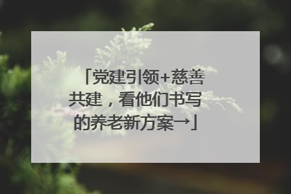 党建引领+慈善共建，看他们书写的养老新方案→