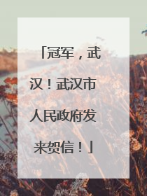 冠军，武汉！武汉市人民政府发来贺信！