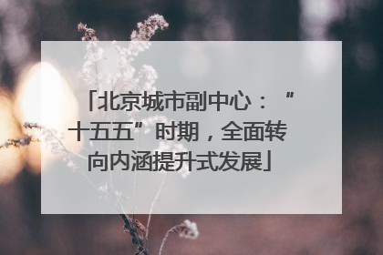 北京城市副中心：“十五五”时期，全面转向内涵提升式发展