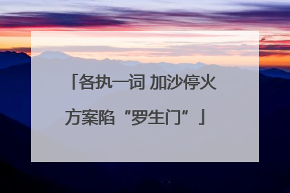 各执一词 加沙停火方案陷“罗生门”