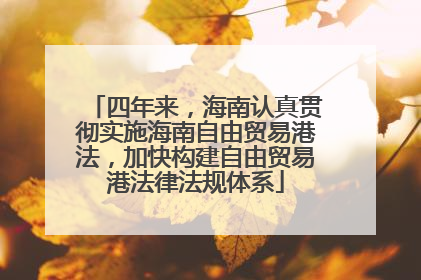 四年来，海南认真贯彻实施海南自由贸易港法，加快构建自由贸易港法律法规体系