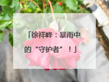 徐祥峰：暴雨中的“守护者”！