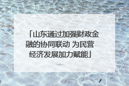 山东通过加强财政金融的协同联动 为民营经济发展加力赋能