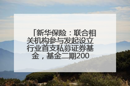 新华保险：联合相关机构参与发起设立行业首支私募证券基金，基金二期200亿元已募集完毕
