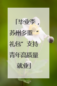 毕业季，苏州多重“礼包”支持青年高质量就业