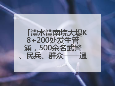 澧水澧南垸大堤K8+200处发生管涌，500余名武警、民兵、群众——通宵达旦战管涌