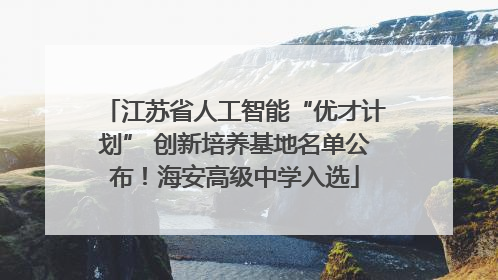江苏省人工智能“优才计划” 创新培养基地名单公布！海安高级中学入选