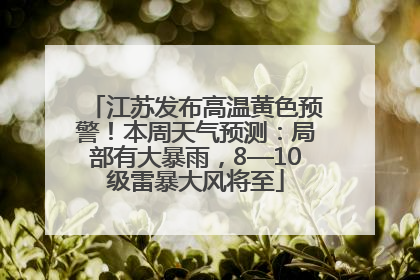 江苏发布高温黄色预警！本周天气预测：局部有大暴雨，8—10级雷暴大风将至