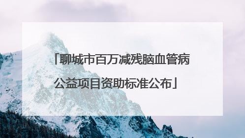 聊城市百万减残脑血管病公益项目资助标准公布