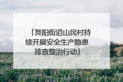 舞阳街道山民村持续开展安全生产隐患排查整治行动
