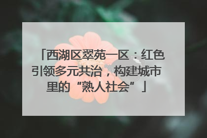 西湖区翠苑一区：红色引领多元共治，构建城市里的“熟人社会”