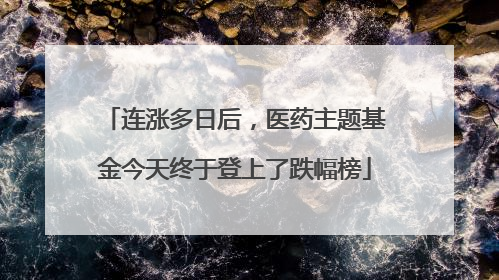 连涨多日后，医药主题基金今天终于登上了跌幅榜