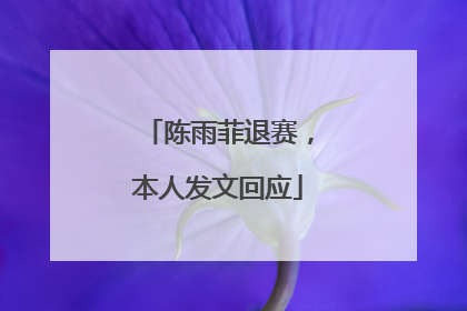 陈雨菲退赛，本人发文回应