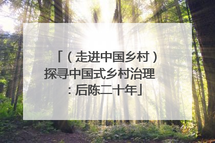 （走进中国乡村）探寻中国式乡村治理：后陈二十年