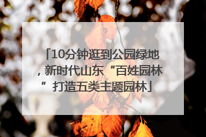 10分钟逛到公园绿地，新时代山东“百姓园林”打造五类主题园林